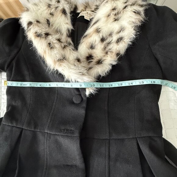 Flora Bea NYC Womens Black Coat With Faux Fur Collar & Cuffs Size S - Picture 9 of 10